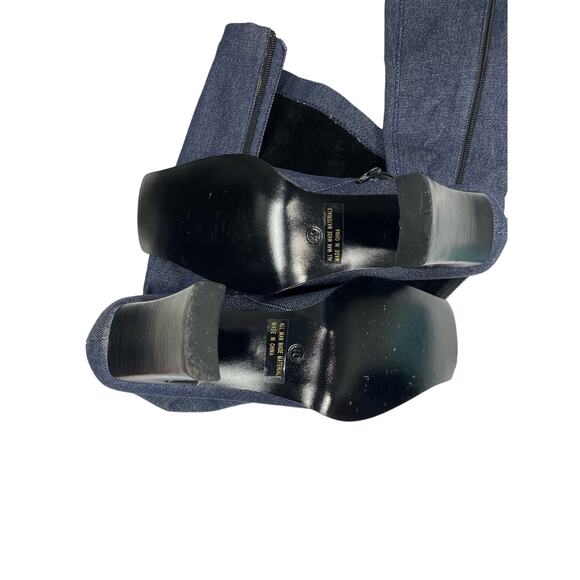 EUC - Navid O Nadia Denim Stretch Block Heel Boot - Picture 4 of 8